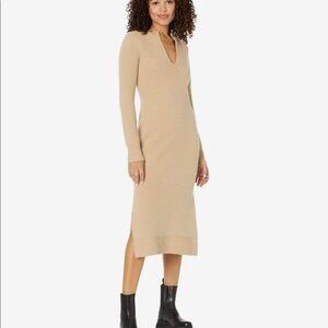 Equipment Femme Magna Camel Wool Knit Midi Dress